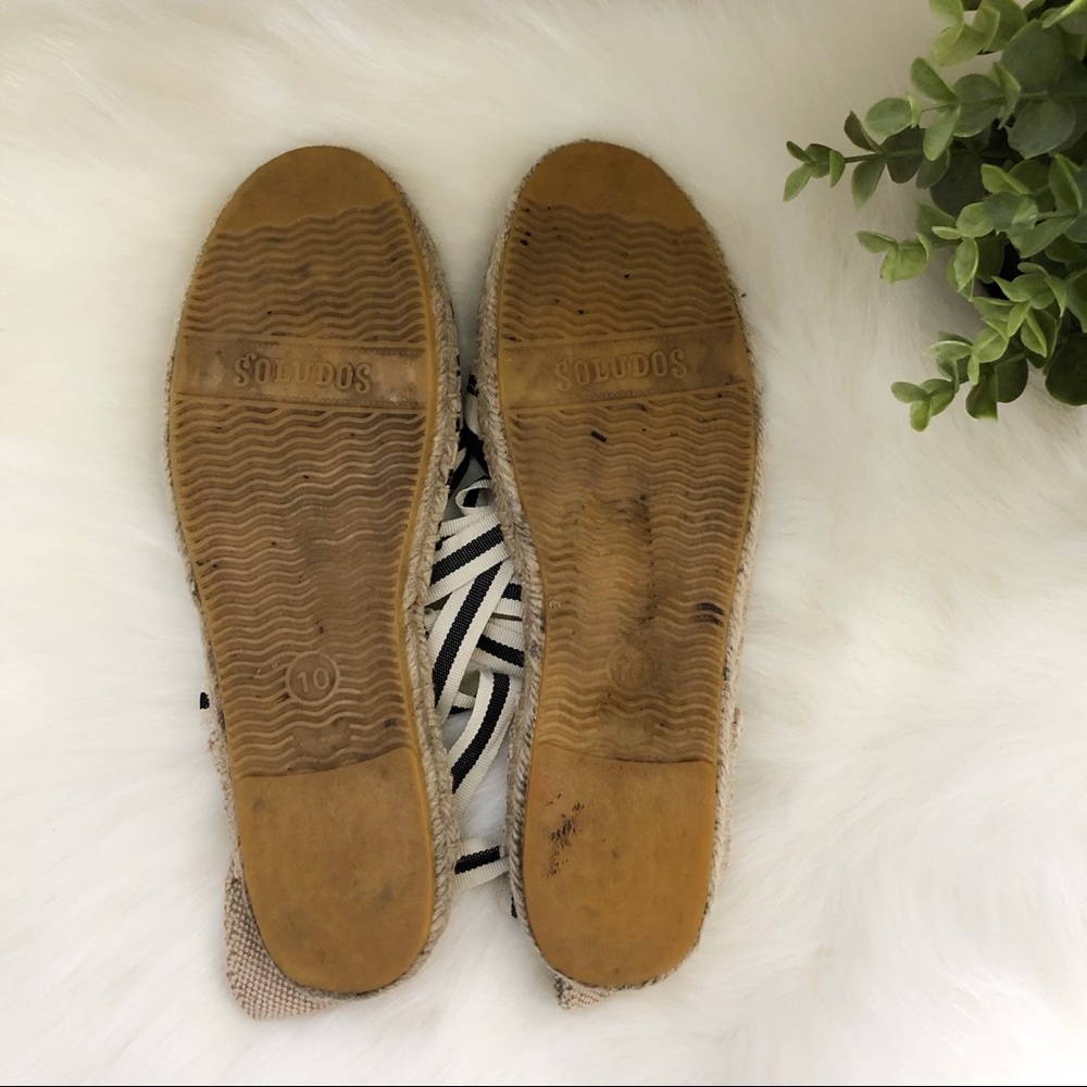 Soludos l Stripped Black Cream Lace Up Espadrille - Picture 6 of 9
